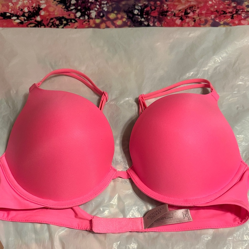 Victoria's Secret Neon Pink Bra, adjustable straps, size 34 C